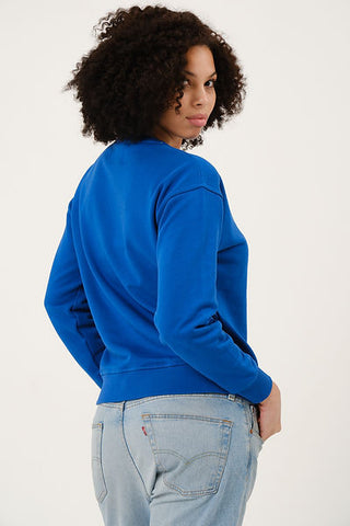 Qsimple  Healthy Freak Sax Blue Sweatshirt %100 Organic Cotton