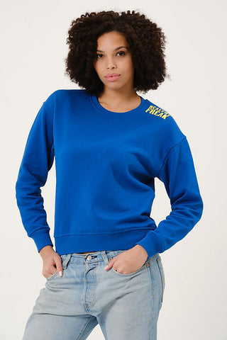 Qsimple  Healthy Freak Sax Blue Sweatshirt %100 Organic Cotton