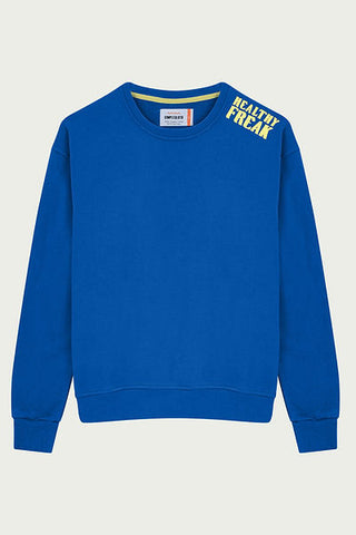 Qsimple  Healthy Freak Sax Blue Sweatshirt %100 Organic Cotton