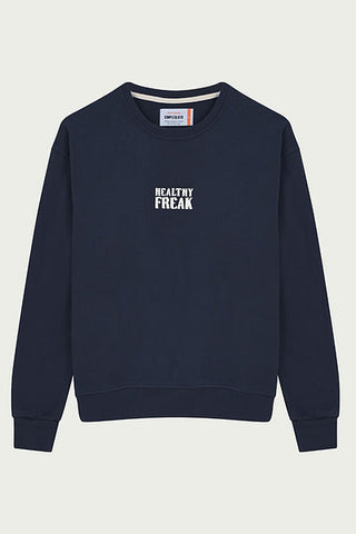 Qsimple Healthy Freak antracit sweatshirt 100 % økologisk bomuld