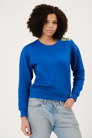 Qsimple  Healthy Freak Sax Blue Sweatshirt %100 Organic Cotton