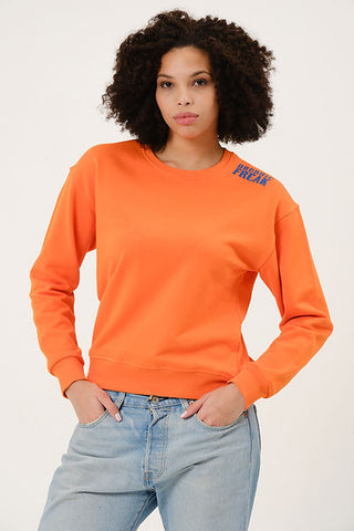 Qsimple  Healthy Freak Orange Sweatshirt %100 Organic Cotton