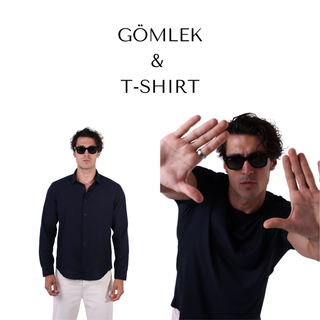 Qsimple Dark Navy Blue Crew Neck Modal Men's T-shirt