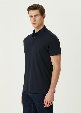 Qsimple Dark Navy Blue Crew Neck Modal Men's T-shirt