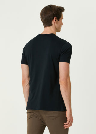 Qsimple Black Crew Neck Modal Men's T-Shirt