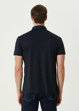 Qsimple Dark Navy Blue Crew Neck Modal Men's T-shirt