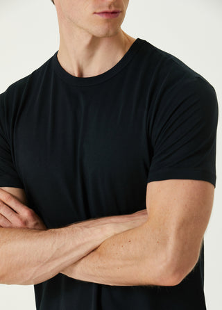 Qsimple Black Crew Neck Modal Men's T-Shirt