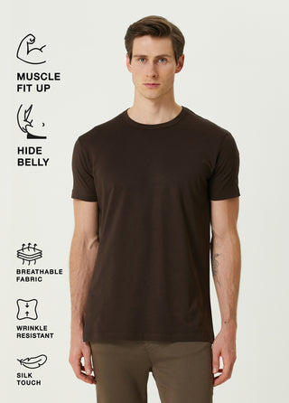 Qsimple Bitter Coffee Crew Neck Modal Men's T-Shirt